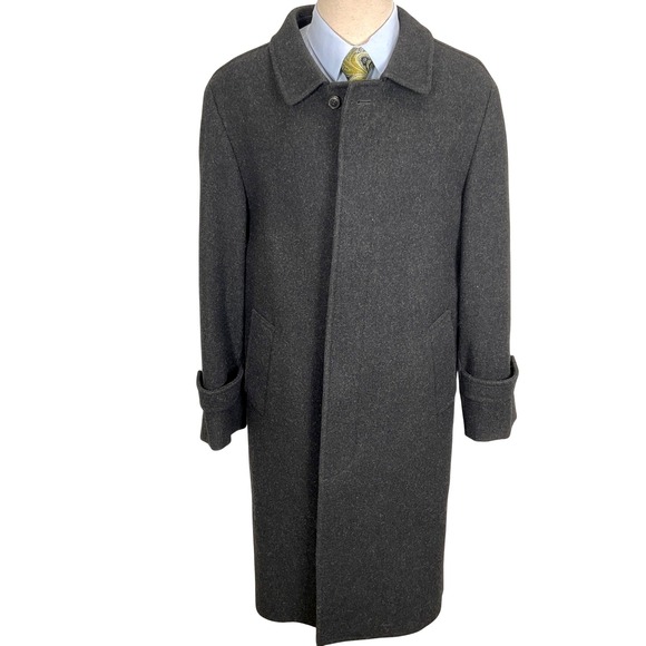 Lakeland Overcoat Mens 42 Charcoal Gray Full Length Heritage Executive Formal